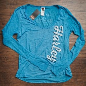 Harley Davidson: NWT long sleeved blue shirt